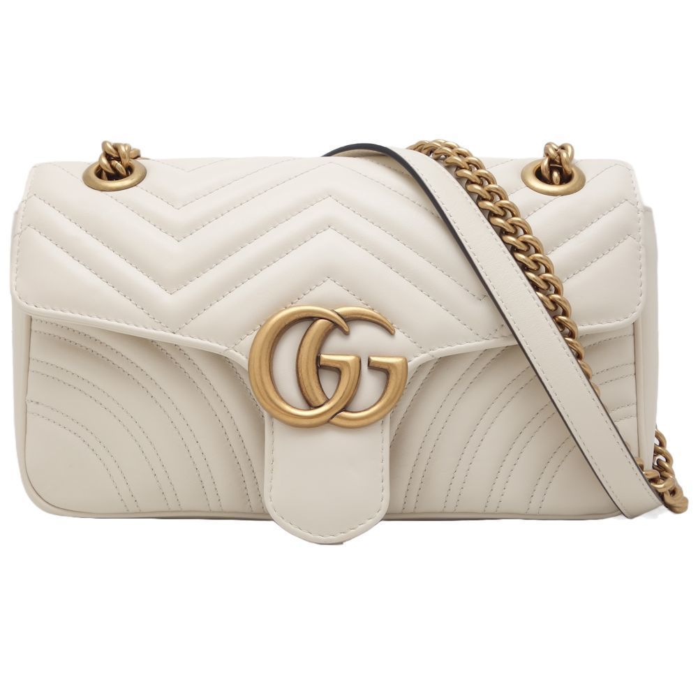 Gucci Small GG Marmont Shoulder Bag Leather White